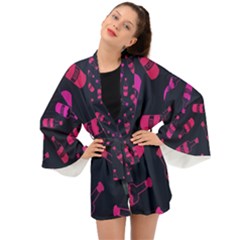 Wine Wine Bottles Background Graphic Long Sleeve Kimono by Ravend