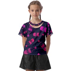 Wine Wine Bottles Background Graphic Kids  Front Cut Tee by Ravend