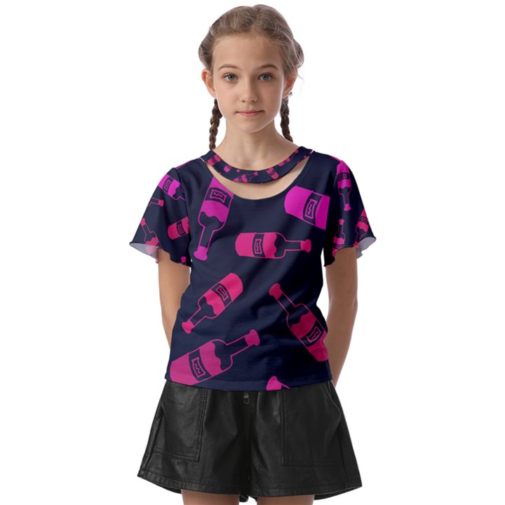 Wine Wine Bottles Background Graphic Kids  Front Cut Tee