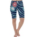 Waves Flowers Pattern Water Floral Minimalist Cropped Leggings  View1