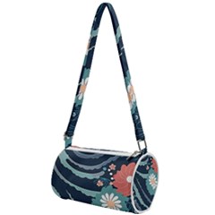 Waves Flowers Pattern Water Floral Minimalist Mini Cylinder Bag by Ravend