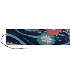 Waves Flowers Pattern Water Floral Minimalist Roll Up Canvas Pencil Holder (l) by Ravend