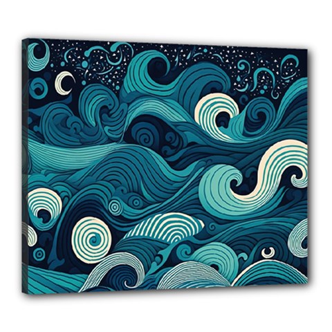 Waves Ocean Sea Abstract Whimsical Abstract Art Canvas 24  X 20  (stretched)