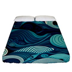 Waves Ocean Sea Abstract Whimsical Abstract Art Fitted Sheet (queen Size) by Ravend