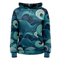 Waves Ocean Sea Abstract Whimsical Abstract Art Women s Pullover Hoodie by Ravend