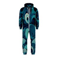 Waves Ocean Sea Abstract Whimsical Abstract Art Hooded Jumpsuit (kids) by Ravend