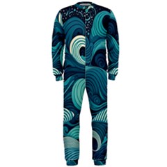 Waves Ocean Sea Abstract Whimsical Abstract Art Onepiece Jumpsuit (men) by Ravend