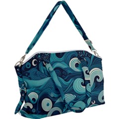 Waves Ocean Sea Abstract Whimsical Abstract Art Canvas Crossbody Bag by Ravend