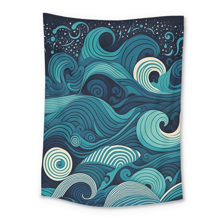 Waves Ocean Sea Abstract Whimsical Abstract Art Medium Tapestry