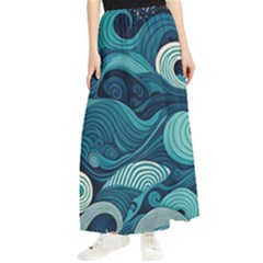 Waves Ocean Sea Abstract Whimsical Abstract Art Maxi Chiffon Skirt by Ravend