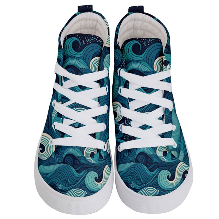 Waves Ocean Sea Abstract Whimsical Abstract Art Kids  Hi-Top Skate Sneakers