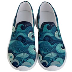 Waves Ocean Sea Abstract Whimsical Abstract Art Men s Lightweight Slip Ons by Ravend