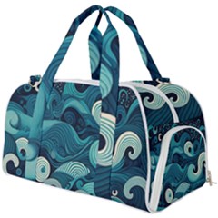 Waves Ocean Sea Abstract Whimsical Abstract Art Burner Gym Duffel Bag by Ravend