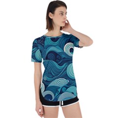 Waves Ocean Sea Abstract Whimsical Abstract Art Perpetual Short Sleeve T-shirt by Ravend