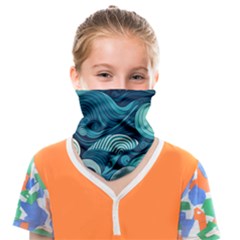 Waves Ocean Sea Abstract Whimsical Abstract Art Face Covering Bandana (kids) by Ravend