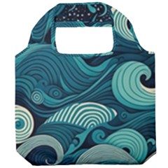 Waves Ocean Sea Abstract Whimsical Abstract Art Foldable Grocery Recycle Bag by Ravend