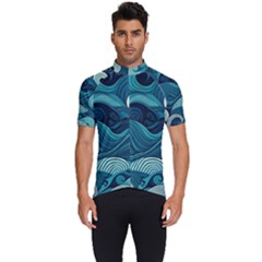 Waves Ocean Sea Abstract Whimsical Abstract Art Men s Short Sleeve Cycling Jersey by Ravend