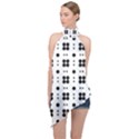 Polka Dot  Svg Halter Asymmetric Satin Top View1