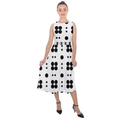 Polka Dot  Svg Midi Tie-back Chiffon Dress by 8989