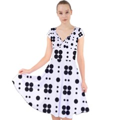 Polka Dot  Svg Cap Sleeve Front Wrap Midi Dress by 8989