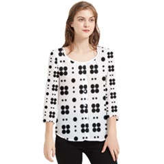 Polka Dot  Svg Chiffon Quarter Sleeve Blouse by 8989