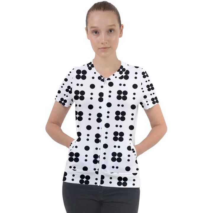 Polka Dot  Svg Short Sleeve Zip Up Jacket