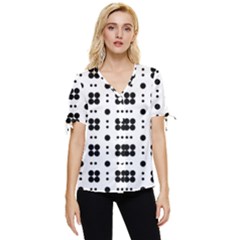 Polka Dot  Svg Bow Sleeve Button Up Top by 8989