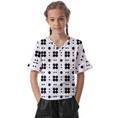 Polka Dot  Svg Kids  V-neck Horn Sleeve Blouse by 8989