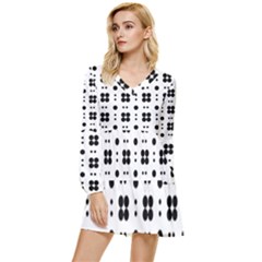 Polka Dot  Svg Tiered Long Sleeve Mini Dress by 8989