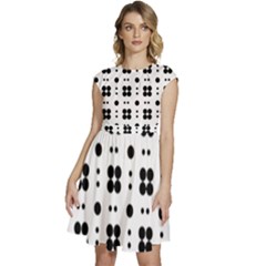 Polka Dot  Svg Cap Sleeve High Waist Dress