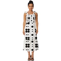 Polka Dot  Svg Tie-strap Tiered Midi Chiffon Dress