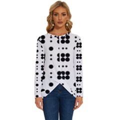 Polka Dot  Svg Long Sleeve Crew Neck Pullover Top by 8989