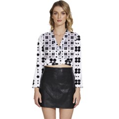 Polka Dot  Svg Long Sleeve Tie Back Satin Wrap Top