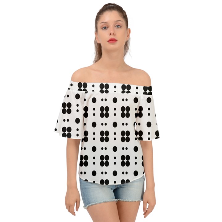 Polka Dot  Svg Off Shoulder Short Sleeve Top