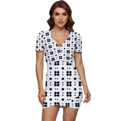 Polka Dot  Svg Low Cut Cap Sleeve Mini Dress