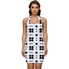 Polka Dot  Svg Sleeveless Wide Square Neckline Ruched Bodycon Dress