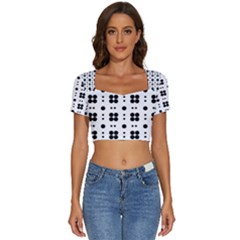 Polka Dot  Svg Short Sleeve Square Neckline Crop Top 