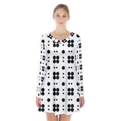 Polka Dot  Svg Long Sleeve Velvet V-neck Dress