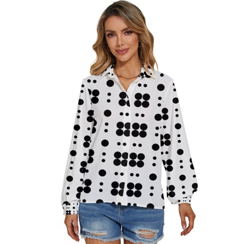 Polka Dot  Svg Women s Long Sleeve Button Down Shirt by 8989