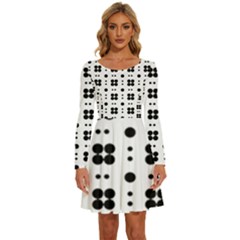 Polka Dot  Svg Long Sleeve Wide Neck Velvet Dress by 8989