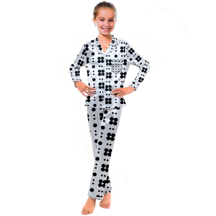 Polka Dot  Svg Kid s Satin Long Sleeve Pajamas Set