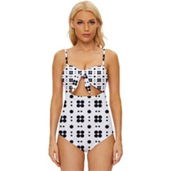 Polka Dot  Svg Knot Front One-piece Swimsuit by 8989