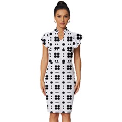 Polka Dot  Svg Vintage Frill Sleeve V-neck Bodycon Dress