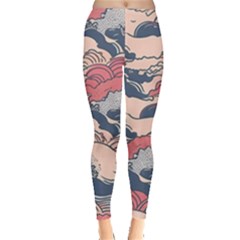 Waves Ocean Sea Water Pattern Rough Seas Leggings  by Ravend