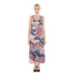 Waves Ocean Sea Water Pattern Rough Seas Sleeveless Maxi Dress by Ravend