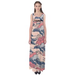 Waves Ocean Sea Water Pattern Rough Seas Empire Waist Maxi Dress by Ravend