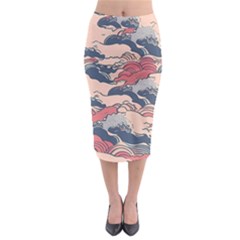 Waves Ocean Sea Water Pattern Rough Seas Midi Pencil Skirt by Ravend