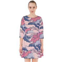 Waves Ocean Sea Water Pattern Rough Seas Smock Dress by Ravend