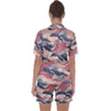 Waves Ocean Sea Water Pattern Rough Seas Satin Short Sleeve Pajamas Set View2