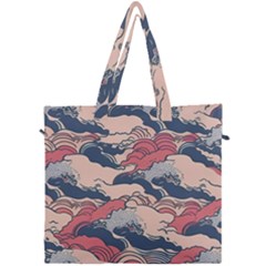 Waves Ocean Sea Water Pattern Rough Seas Canvas Travel Bag by Ravend